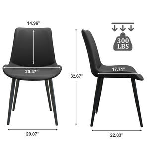English Elm Black Pu Leather Dining Chair Set Of 4 – Modern Ergonomic Design With Metal Legs For Home & Office T3967P384553