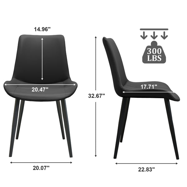 English Elm Black Pu Leather Dining Chair Set Of 4 – Modern Ergonomic Design With Metal Legs For Home & Office T3967P384553