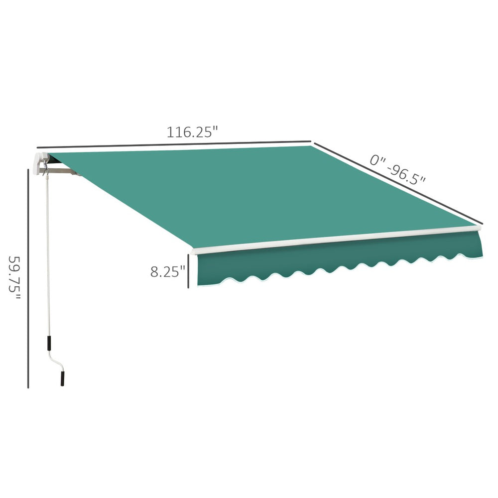 English Elm Retractable Patio Awning with Manual Crank Aluminum Frame Uv Blocking Canopy T3971P384334