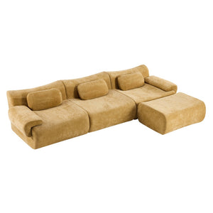English Elm Modular Chenille Deep Seat Sectional Sofa with Bamboo Frame for Living Room Lounge Yellow W1829S00067