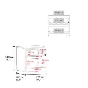English Elm Alder Modern 19.7" One Drawer Nightstand with Open Shelf, Compact Durable MDF End Table, Gray Oak B070P286464