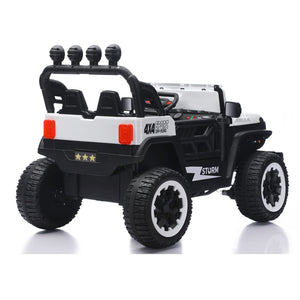 English Elm 24v Two Seat Kids Ride on Car with 4wd Motor Remote Control and Led Lights White W509P378204
