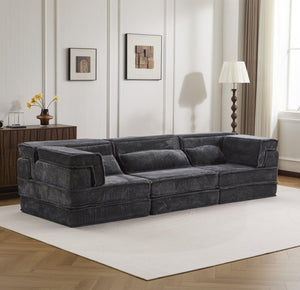 English Elm Compression Oversized Boneless Modular Sofa Bed - Versatile, No Assembly, Memory Foam Comfort In Dark Grey W3723S00021
