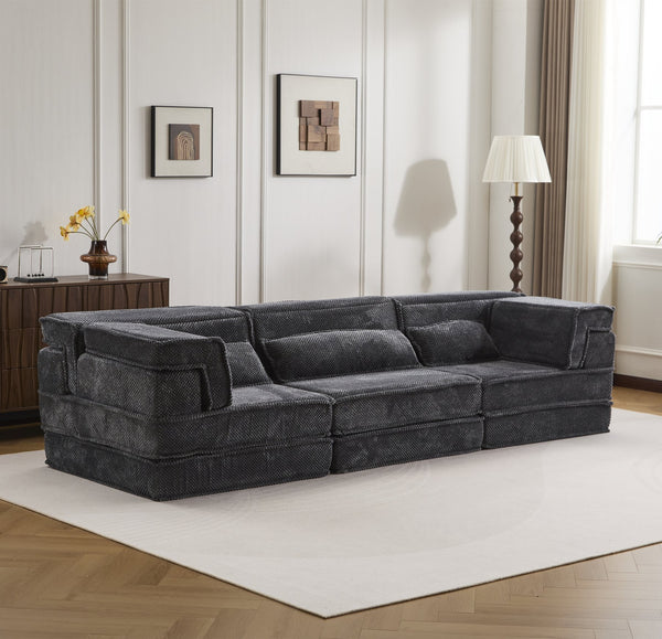 English Elm Compression Oversized Boneless Modular Sofa Bed - Versatile, No Assembly, Memory Foam Comfort In Dark Grey W3723S00021