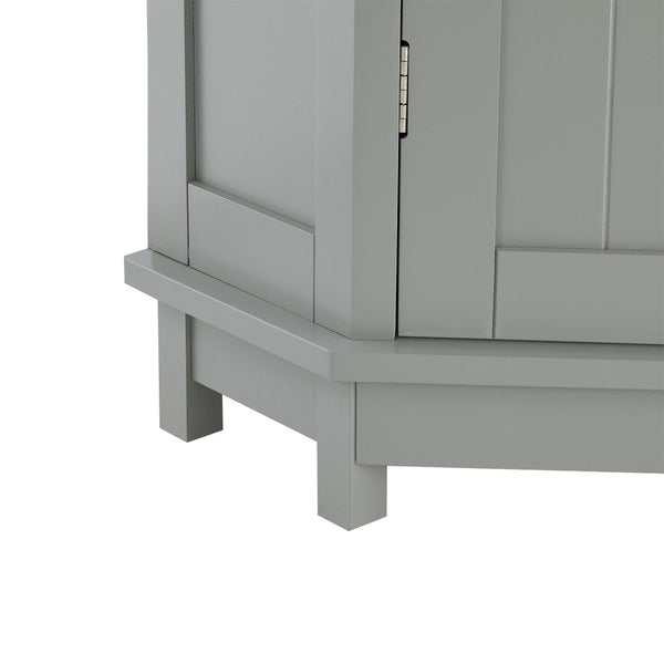 English Elm Grey Triangle Corner Cabinet Mdf Modern Bathroom Storage with Adjustable Shelves Gray N725P333564E