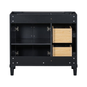 English Elm 36'' 36" Bathroom Vanity Freestanding Storage Cabinet with 3 Soft-Close Drawers, Solid Wood Frame, 300lb Capacity WF322109AAB