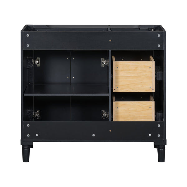 English Elm 36'' 36" Bathroom Vanity Freestanding Storage Cabinet with 3 Soft-Close Drawers, Solid Wood Frame, 300lb Capacity WF322109AAB