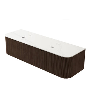 English Elm Dina Wall Mounted Plywood Vanity Sintered Stone Top Soft Close Drawers Dark Walnut W2615P301439