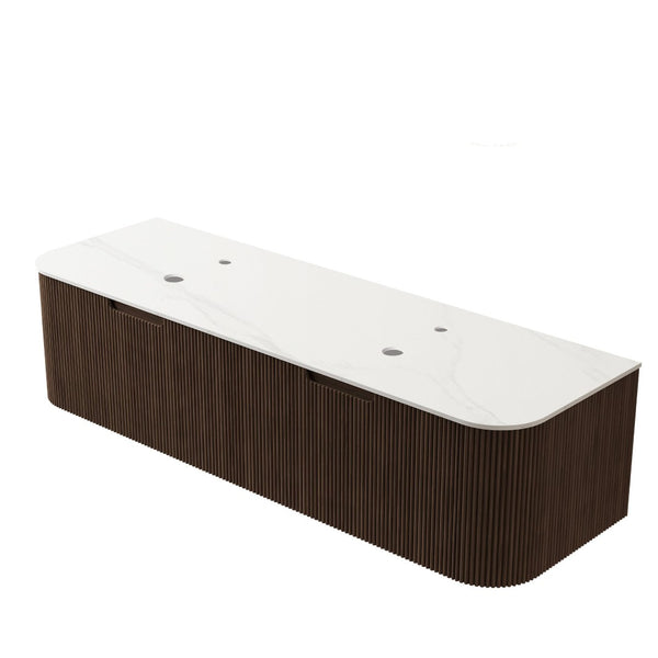 English Elm Dina Wall Mounted Plywood Vanity Sintered Stone Top Soft Close Drawers Dark Walnut W2615P301439