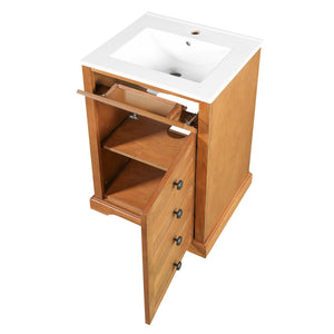 English Elm 20" Pine Wood Grain Bathroom Vanity with Ceramic Sink and Soft Close Cabinet Door N710P299454P