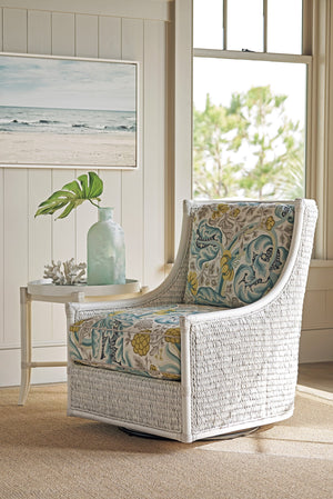 Lexington Tommy Bahama Home Preston Swivel Chair - Coastal Elegance In Shell White, Ultra Down Cushion & Artisan Details  Wood 1942-11sw-41