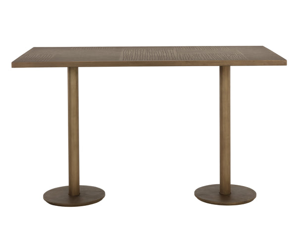 Sunpan Corina Bar Table - Handcrafted Iron with Antique Brass Finish, Unique Artisanal Design for Dining Spaces