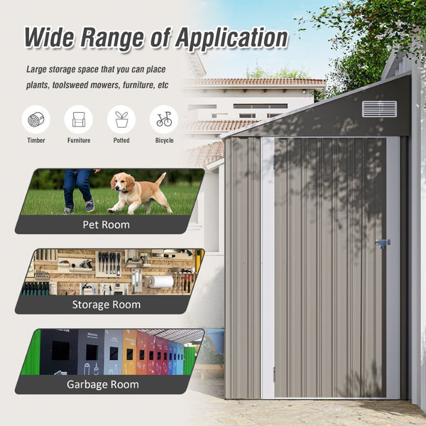 English Elm Campcraft Metal Storage Shed with Sloped Roof Ventilation and Weather Resistant Steel Panels Dark Gray W1598P283837