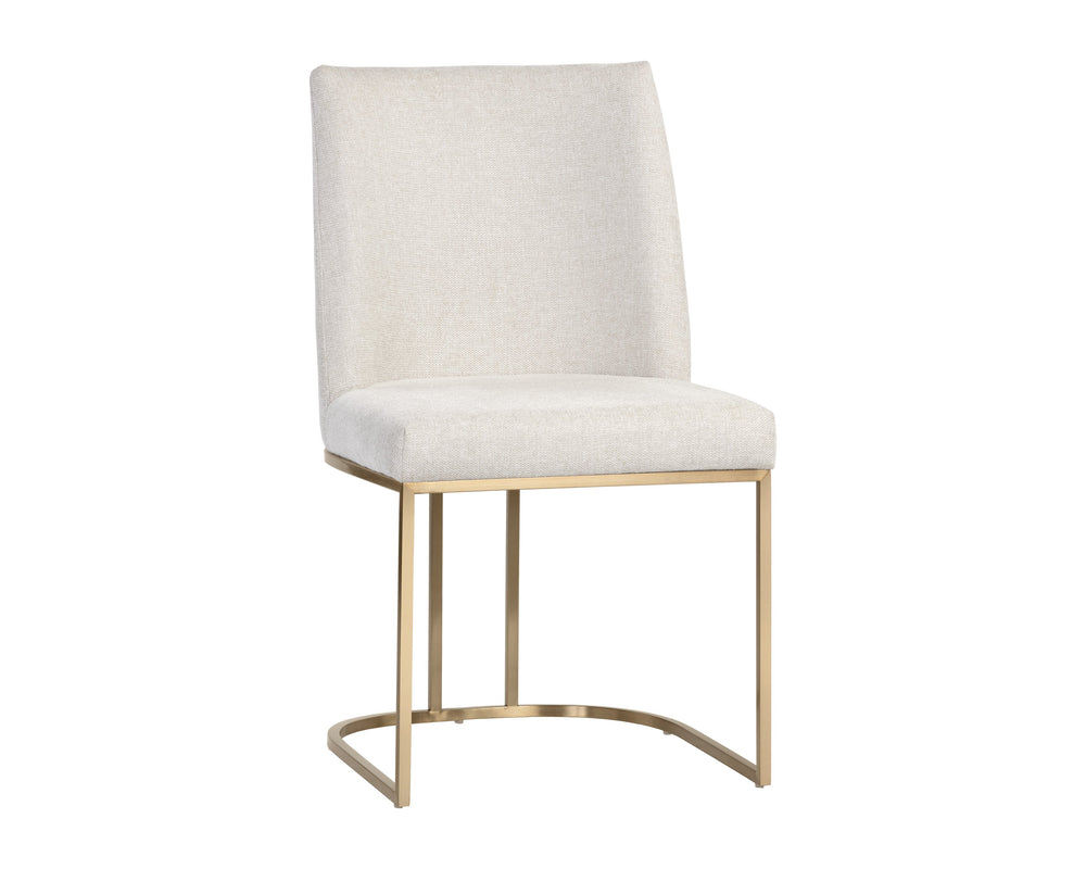 Sunpan Rayla Dining Chair Set - Elegant Cantilever Design with Antique Brass Frame for Modern Homes Belfast Oatmeal