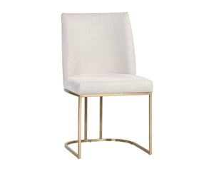 Sunpan Rayla Dining Chair Set - Elegant Cantilever Design with Antique Brass Frame for Modern Homes Belfast Oatmeal