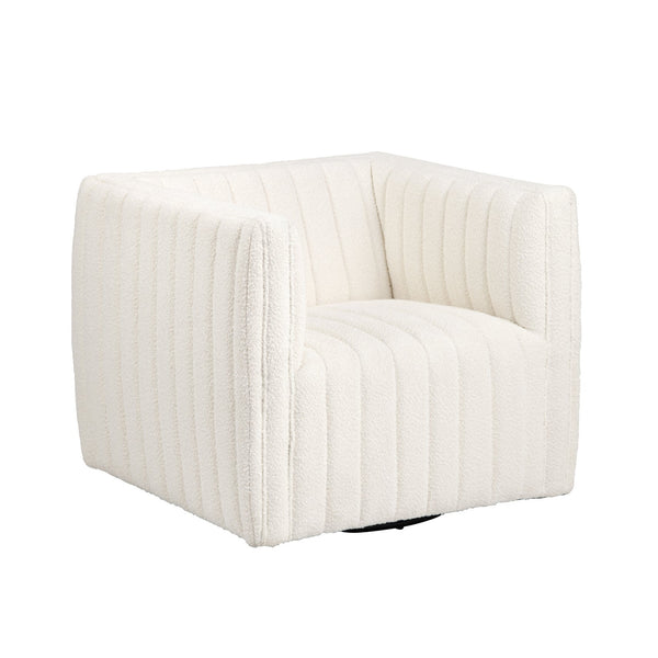 Crestview Collection Transitional White Accent Chair - Modern Boucle Upholstery, Plush Comfort & Durable Iron Base White Polyester Cvfzr6160