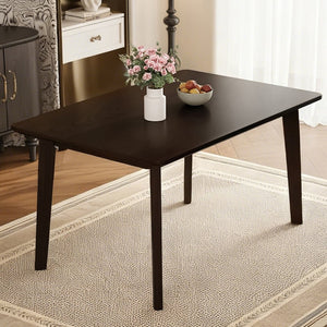 English Elm Rustic Minimalist Rubberwood Dining Table with Tapered Legs for Small Apartment Spaces Espresso N752P368503P