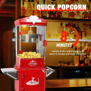 English Elm Popcorn Machine on Wheeled Cart with 10 Oz Kettle for Home Theater Game Room W2841P342117