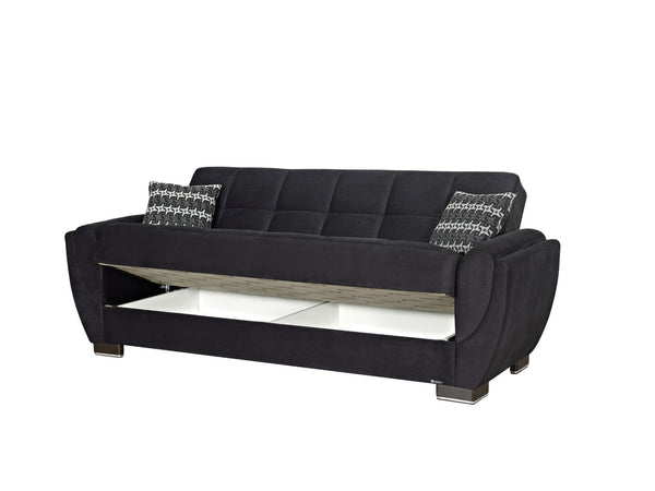 English Elm Primenest Skyhaven Convertible Sofabed With Storage - Modern Black Microfiber For Compact Spaces B030P286497-GIGA