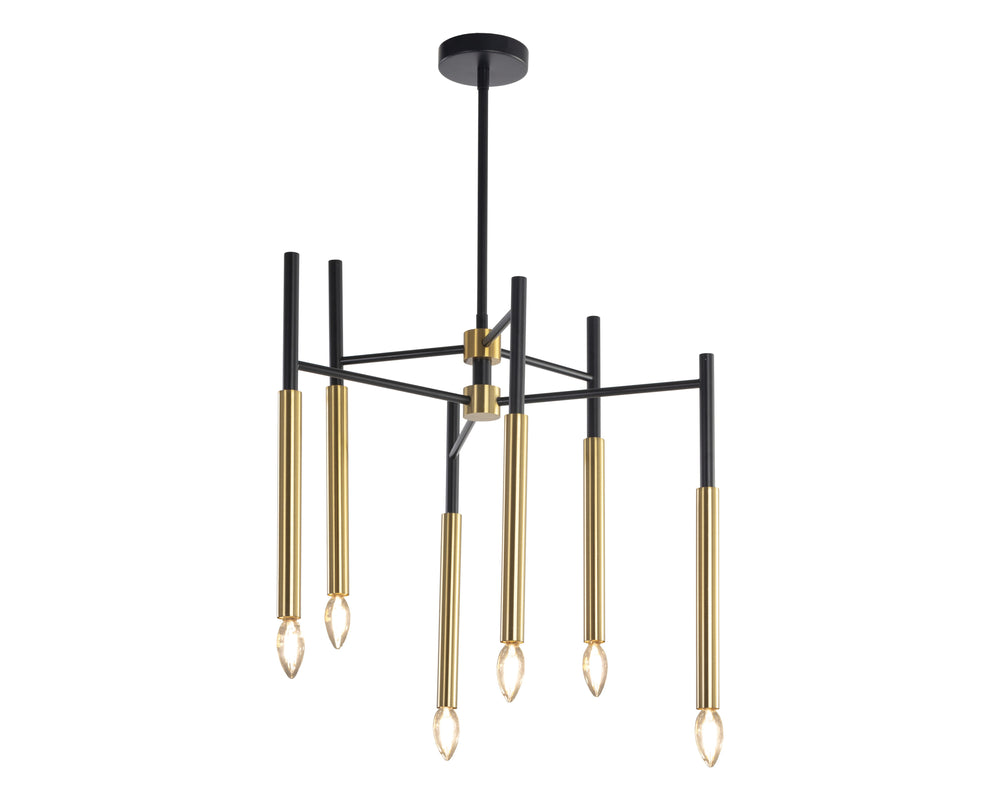 Sunpan Hewitt Chandelier - Stunning Black and Brass Iron Design for Dramatic Ambiance in Any Space Large - 21.25W x 22D x 80H