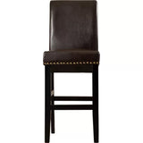 Christopher Knight Home® - Noble House - Lisette Upholstered Bar Stools with Nailhead Trim, Brown and Matte Black - Set of 2