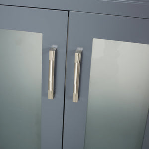 English Elm Christopher Knight Home® - 48'' Cabinet Grey Acacia Wood 48” Vanity with Frosted Glass Doors, 6 Soft-Close Drawers, No Top (96) 65596.00GRY