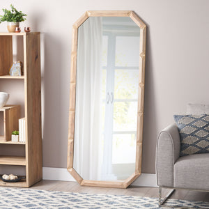 English Elm Christopher Knight Home® - WOOD Block Carved Leaner Mirror White 76x35 Rustic Handcrafted Frame Full-Length Accent Décor 67059.00