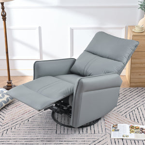 English Elm Rocker Recliner Chair 360° Swivel Glider with 90–150° Recline, 30° Rocking, Side Pocket, Blue-Gray W1028P193666