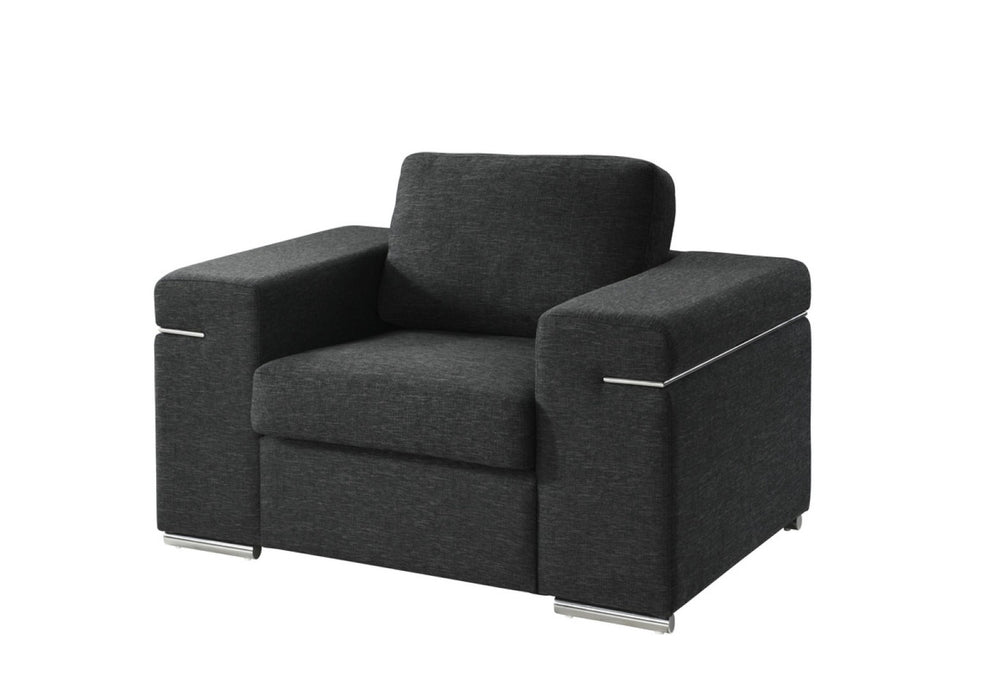 English Elm Giuliana Woven Fabric Accent Chair with Chrome Arms and Brushed Steel Legs B2749P413371