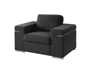 English Elm Giuliana Woven Fabric Accent Chair with Chrome Arms and Brushed Steel Legs B2749P413371
