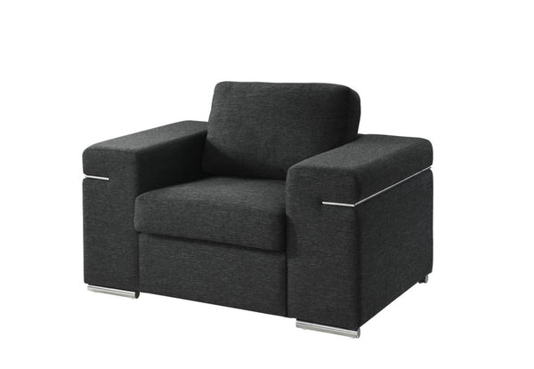 English Elm Giuliana Woven Fabric Accent Chair with Chrome Arms and Brushed Steel Legs B2749P413371