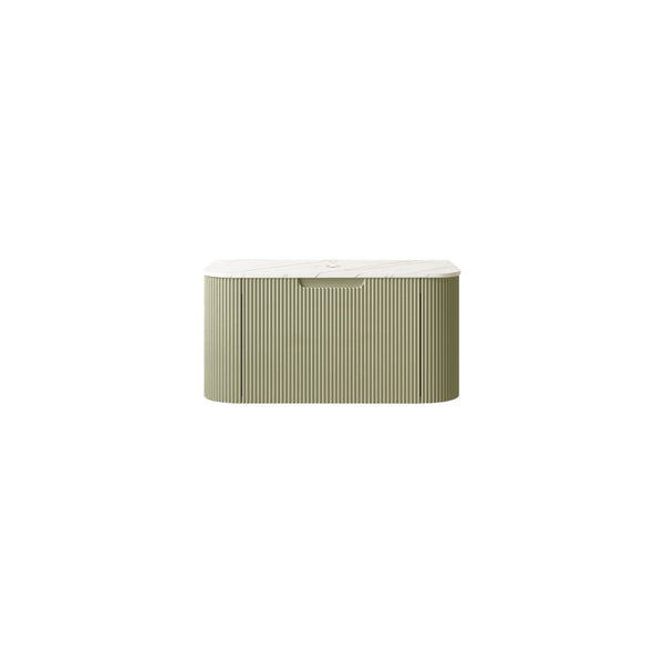 English Elm Lede Floating Bathroom Vanity Woodgrain Shelf with White Acrylic Vessel Basin Modern W2615P210282