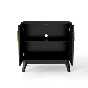 English Elm Mid Century Modern Fluted Sideboard Cabinet with Adjustable Shelves, Solid Wood Legs, Walnut Finish Elegant Storage for Living Room, Entryway W1801P272511