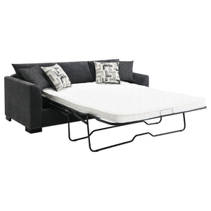 English Elm Pacheco Charcoal Fabric Sleeper Sectional with Chaise Pocket Coil Cushions Modern Living B062P451783