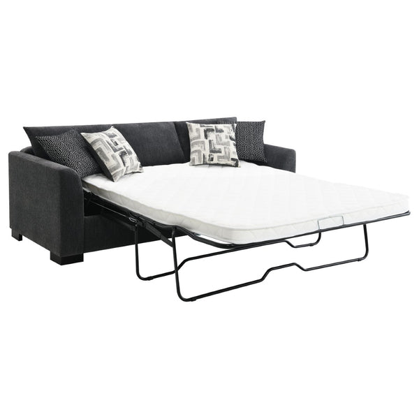 English Elm Pacheco Charcoal Fabric Sleeper Sectional with Chaise Pocket Coil Cushions Modern Living B062P451783