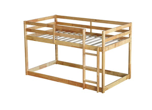 English Elm Solid Wooden Twin Over Twin Floor Bunk Bed - Safe, Stylish, And Functional With Natural Finish Design W504P191673-GIGA