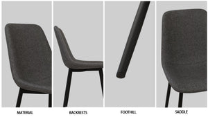 English Elm 55" Dark Wood Mdf Dining Table Set with Four Suede Chairs Matte Black Metal Base W2189S00937