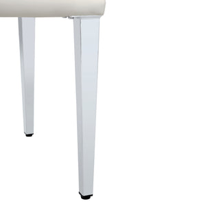 English Elm 4-pack PU dining chairs with ergonomic buckle backrest, high-density sponge seat, gold metal legs elegant luxury White+Silver W1151P295715