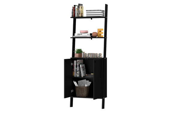 Manhattan Comfort Cooper Mid-Century Modern Ladder Display Cabinet Black 194AMC153