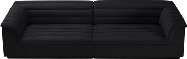 Cascade Black Velvet Fabric Modular Sofa 194Black-S119 Meridian Furniture