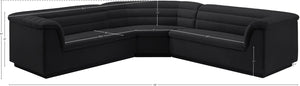 Cascade Black Velvet Fabric Modular Sectional 194Black-Sectional Meridian Furniture