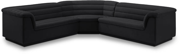 Cascade Black Velvet Fabric Modular Sectional 194Black-Sectional Meridian Furniture