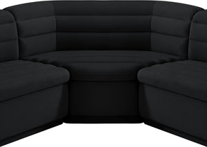 Cascade Black Velvet Fabric Modular Sectional 194Black-Sectional Meridian Furniture