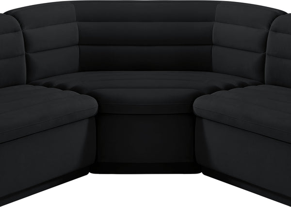 Cascade Black Velvet Fabric Modular Sectional 194Black-Sectional Meridian Furniture