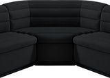 Cascade Black Velvet Fabric Modular Sectional 194Black-Sectional Meridian Furniture