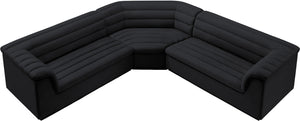 Cascade Black Velvet Fabric Modular Sectional 194Black-Sectional Meridian Furniture
