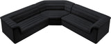 Cascade Black Velvet Fabric Modular Sectional 194Black-Sectional Meridian Furniture