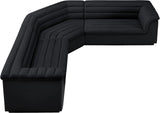 Cascade Black Velvet Fabric Modular Sectional 194Black-Sectional Meridian Furniture