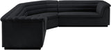 Cascade Black Velvet Fabric Modular Sectional 194Black-Sectional Meridian Furniture