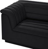 Cascade Black Velvet Fabric Modular Sectional 194Black-Sectional Meridian Furniture